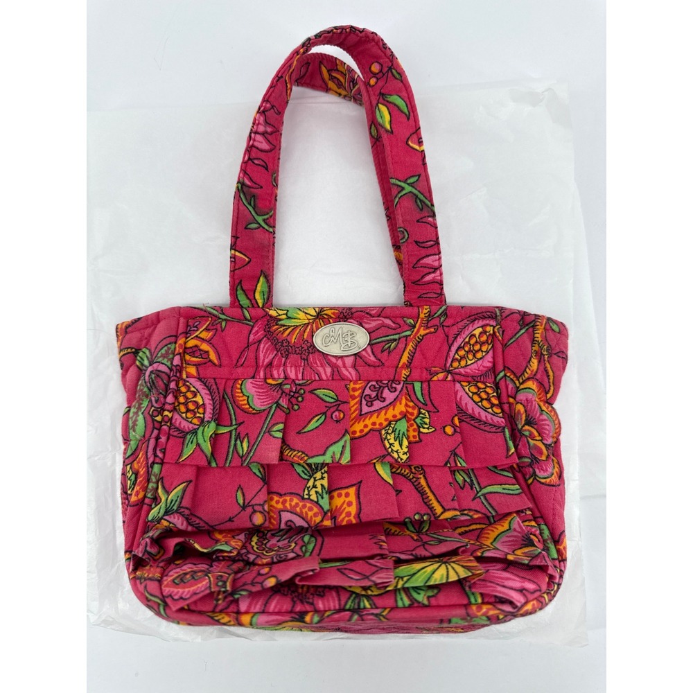 Mona B Quilted Floral Tote Bag Pink Green Yellow Boho Hippie Style - Picture 7 of 9
